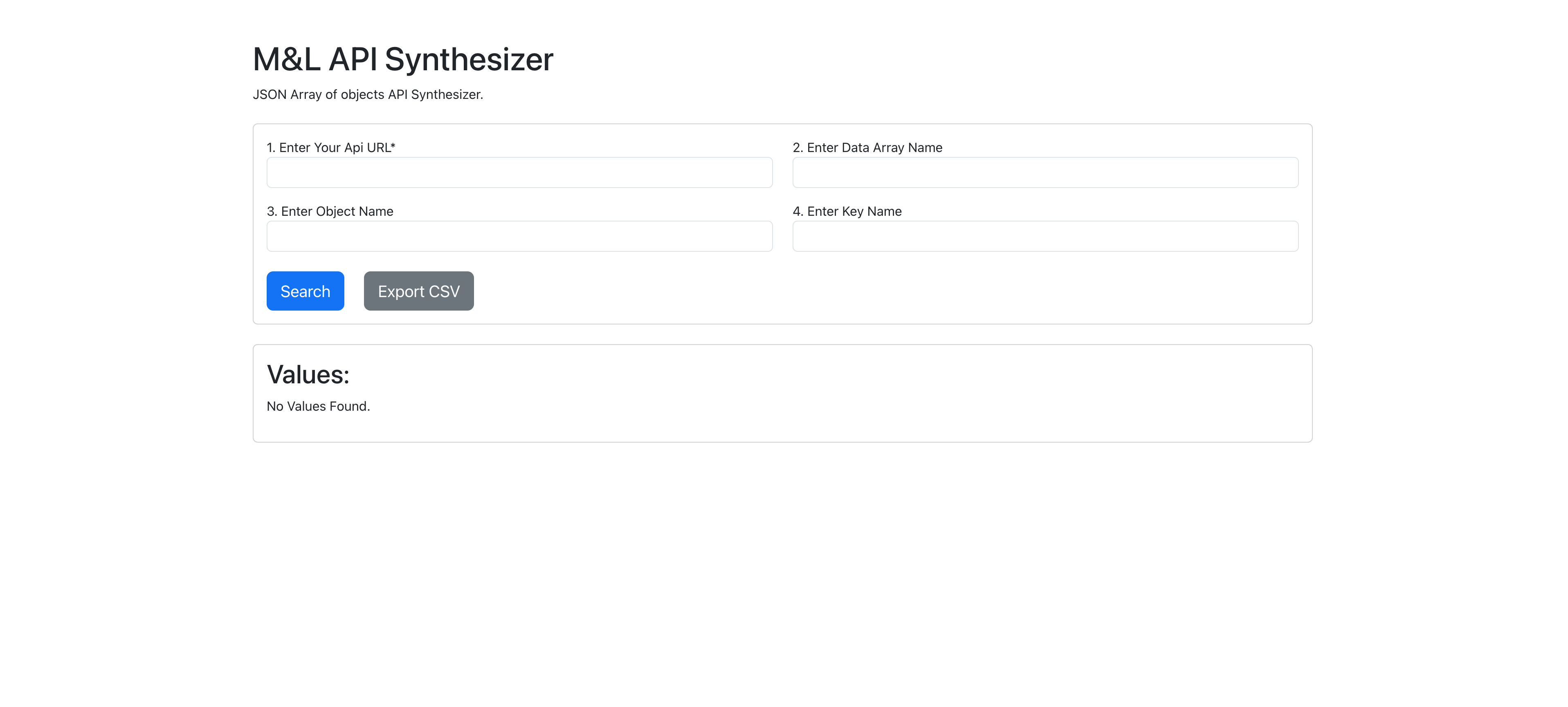 M&L API Synthesizer — JSON Array of objects API Synthesizer.